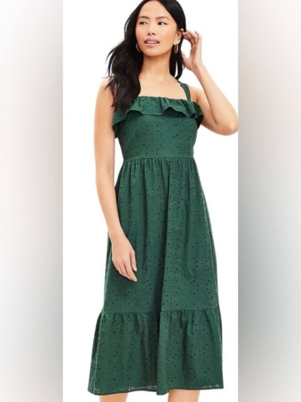 Loft Eyelet Tiered Midi Dress